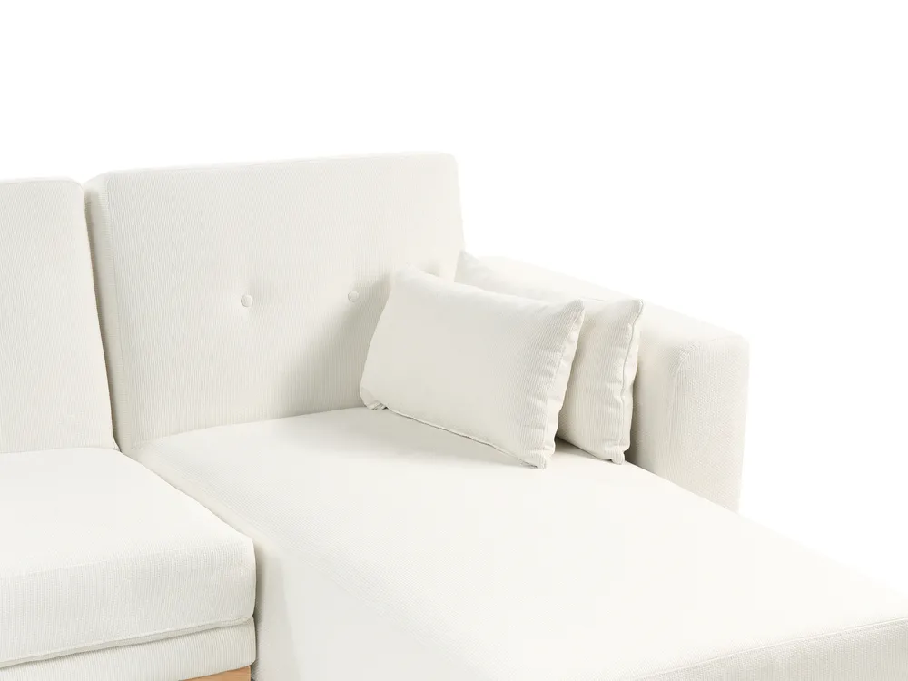 Corner Sofa Bed 3 Seater KAARINA II Fabric White Left Hand_981795