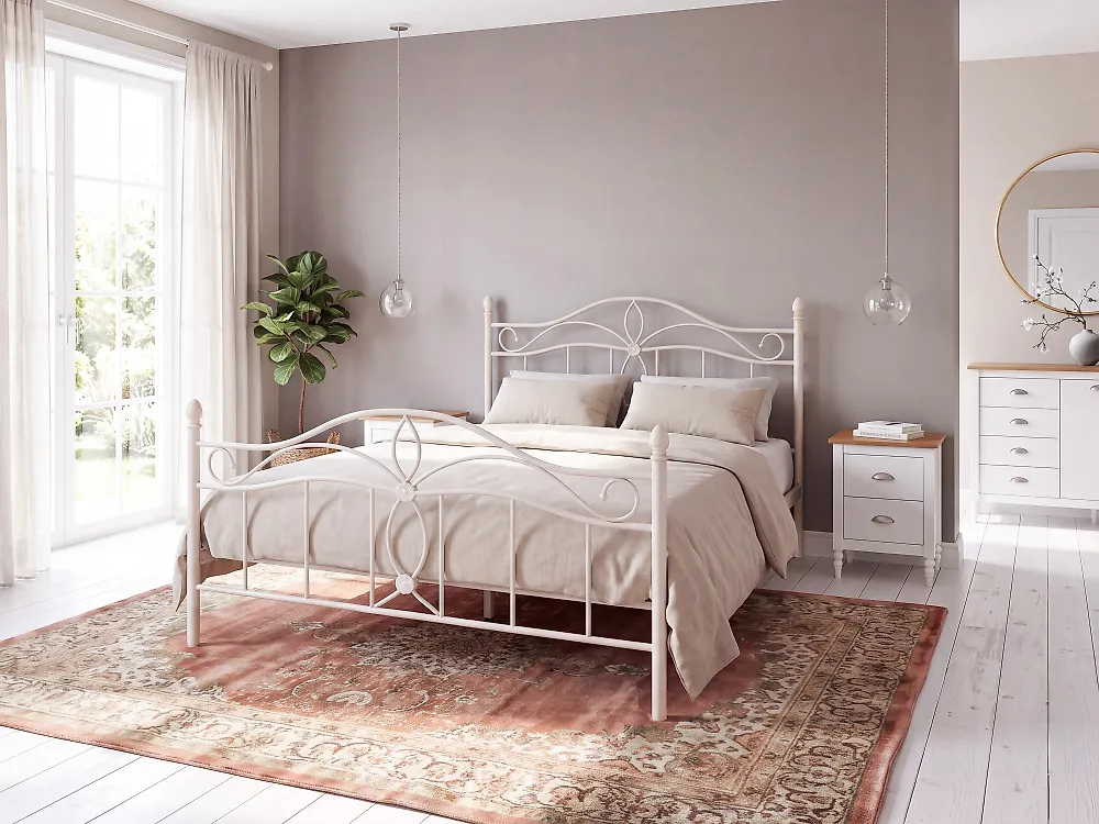 Bed Metal ANTLIA 140 x 200 cm (EU Double) Light Beige_1165273