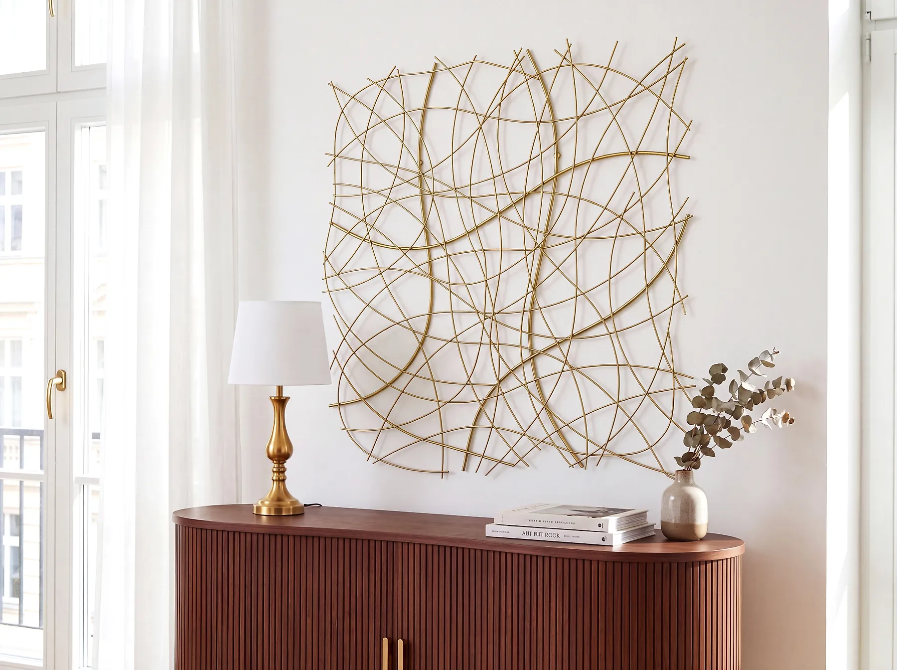 Vægdekoration ACATITA 78 cm Metal Guld_1182687