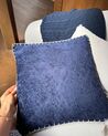 Embossed Cushion Ikat Pattern 45 x 45 cm Blue MELUR_927433