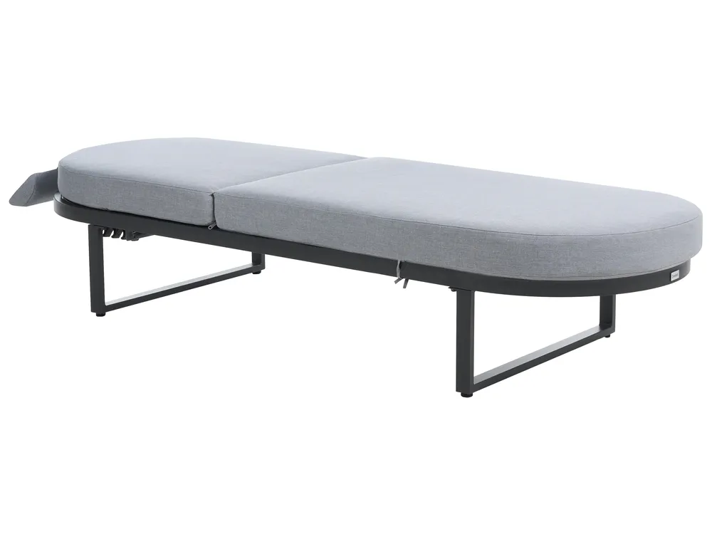 Sun Lounger with Cushion RONCOLO Metal Grey_1116681