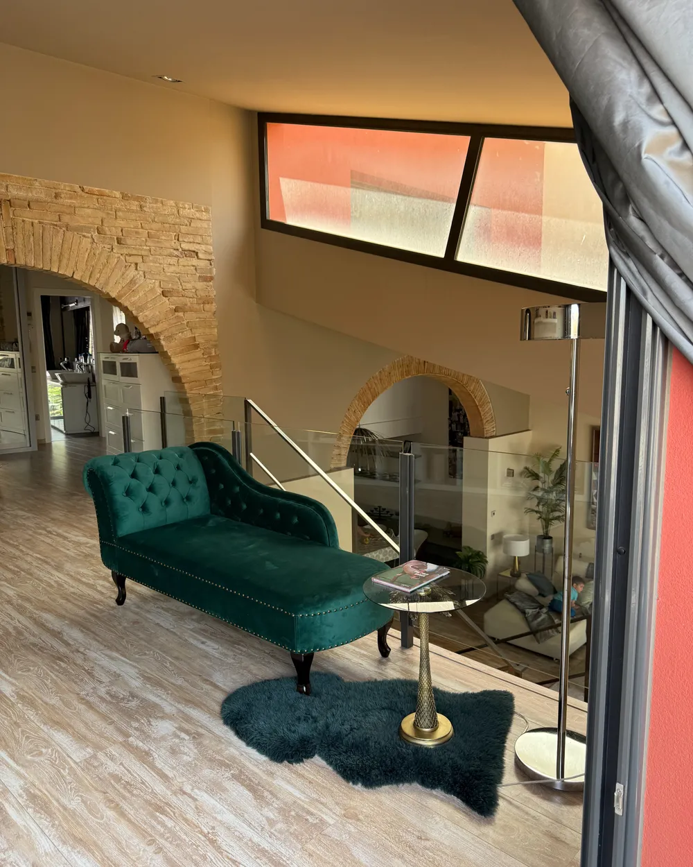 Left-Hand Chaise Longue NIMES Velvet Dark Green_1045960