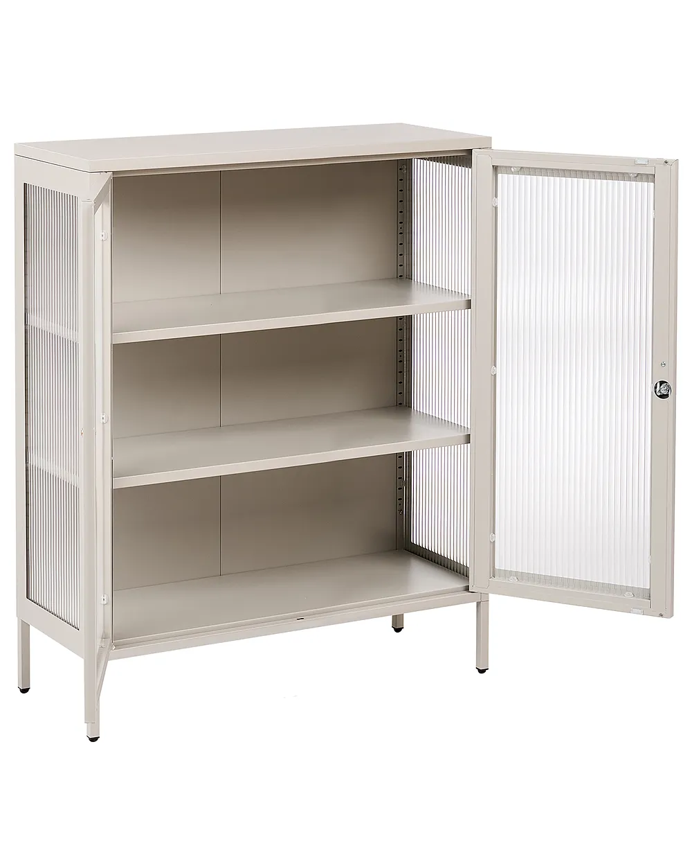 Glass Display Cabinet HARLYN  90 cm Metal Beige_1156531