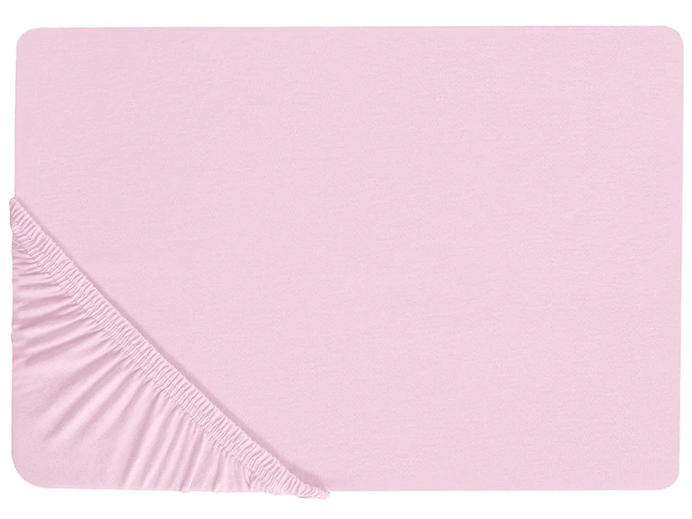 Prześcieradło z gumką JANBU 200 x 200 cm Bawełna Pastelowy róż