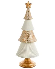 Set di 2 decorazioni natalizie ASPO 32/41 cm Albero di Natale Bianco sporco / Oro_1175717