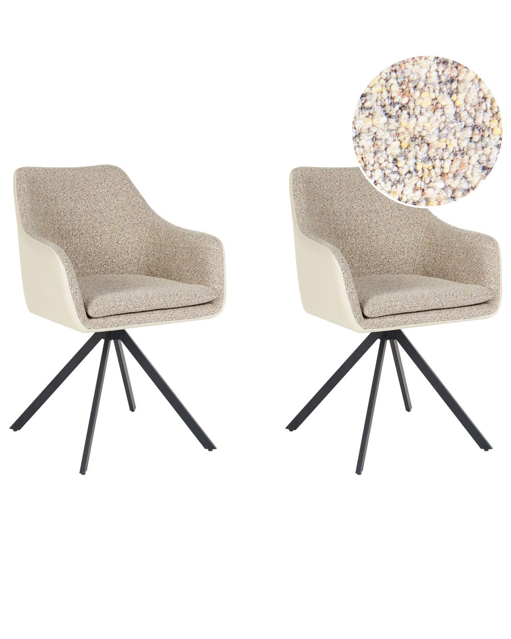 Conjunto de 2 cadeiras de jantar LITHIA Tecido Taupe