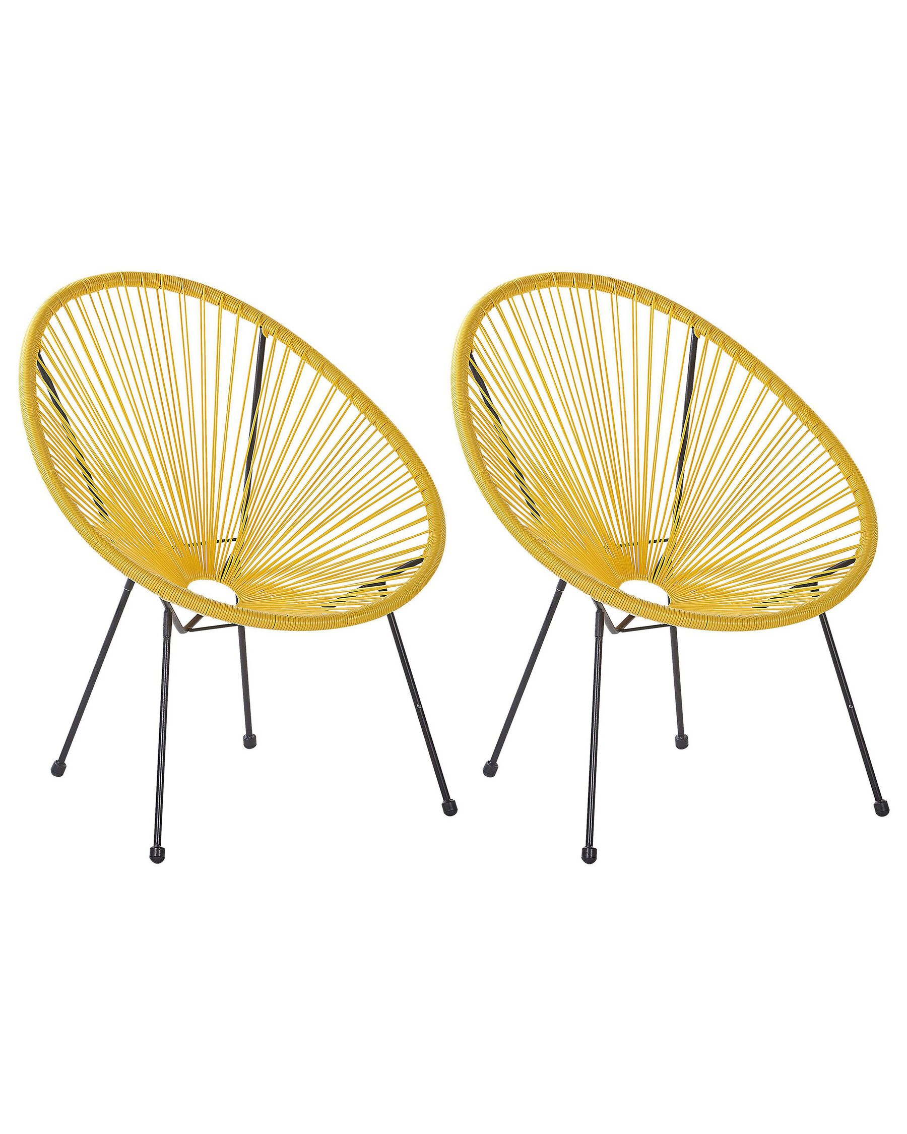 Set of 2 PE Rattan Accent Chairs Yellow ACAPULCO II_795200