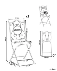 Set of 2 Garden Chairs CHAPECO Folding Metal Black_986289