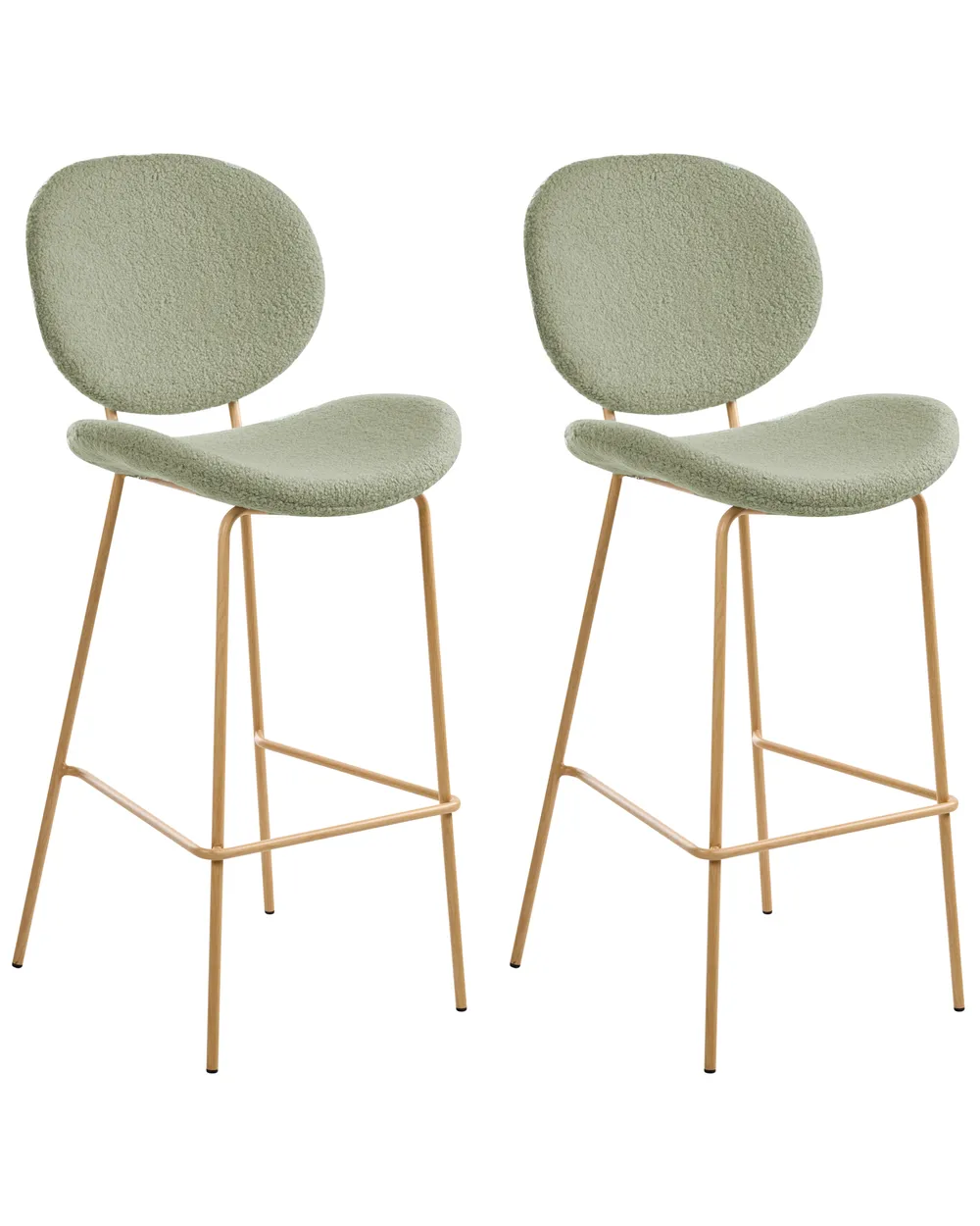 Set of 2 Bar Chairs LUANA Boucle Light Green_1026957