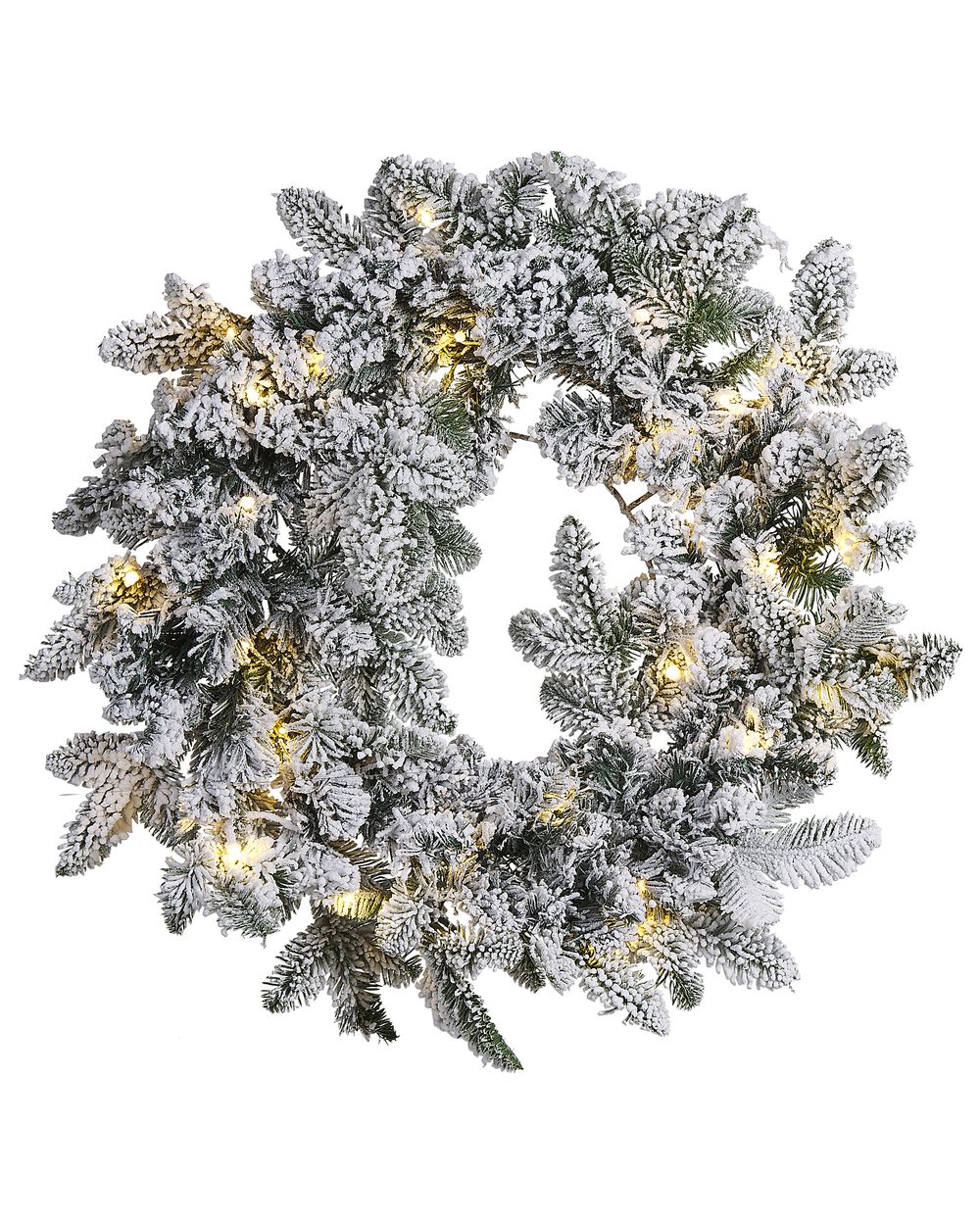 Schneebedeckter Weihnachtskranz LED SUNDO 70 cm Weiß