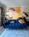 Sofa rozkładana welurowa niebieska ASBY_918353