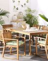 Set of 8 Acacia Wood Garden Dining Chairs with Leaf Pattern Green Cushions SASSARI_774905