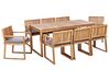 Gartenmöbel Set zertifiziertes Akazienholz hellbraun 8-Sitzer Auflagen grau SASSARI II_923991