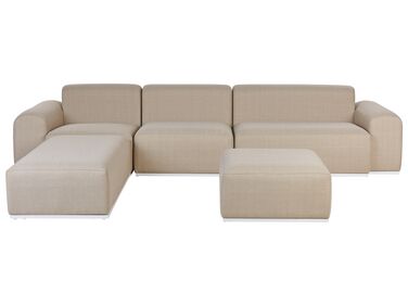 Lounge Set beige 7-Sitzer modular mit 2 Ottomanen BATTIFOLLO