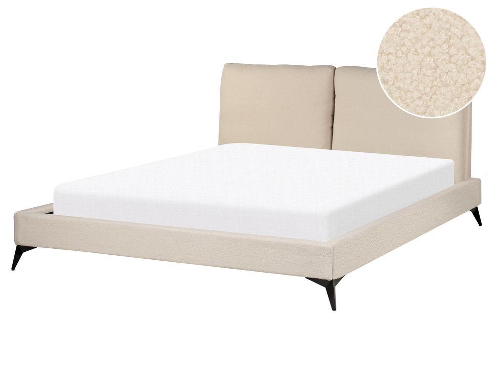 Letto Bouclé MELLE 160 x 200 cm Beige