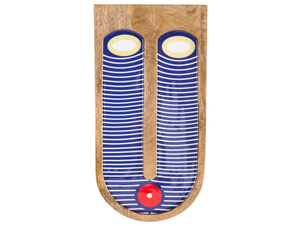 Decoração de parede Rosto JIMETA 40 cm Madeira de mangueira Azul