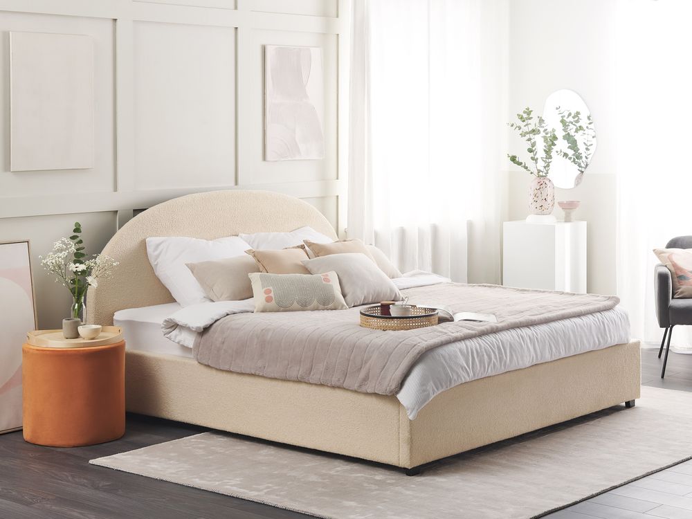 Seng med opbevaring VAUCLUSE Boucle Beige 180 x 200 cm