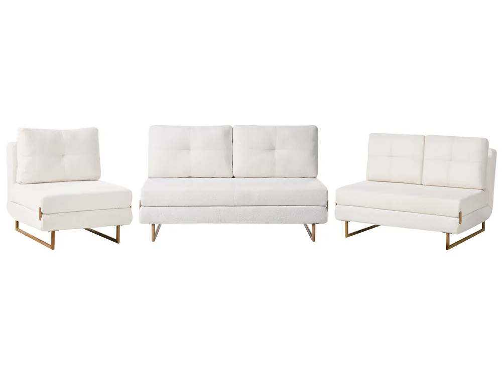 Set da salotto 6 posti JERSLEV Bouclé Bianco sporco_1013864
