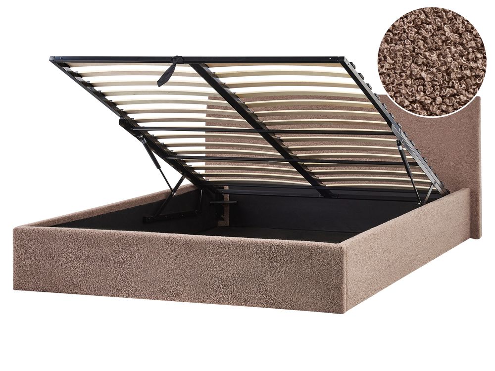 Bed met opbergruimte ORBEY Bouclé Bruin 160 x 200 cm