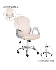 Schreibtischstuhl PRINCESS Samtstoff Beige_1036993