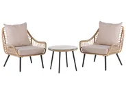 Bistro Set with Cushions LAURETO PE Rattan Natural_812198