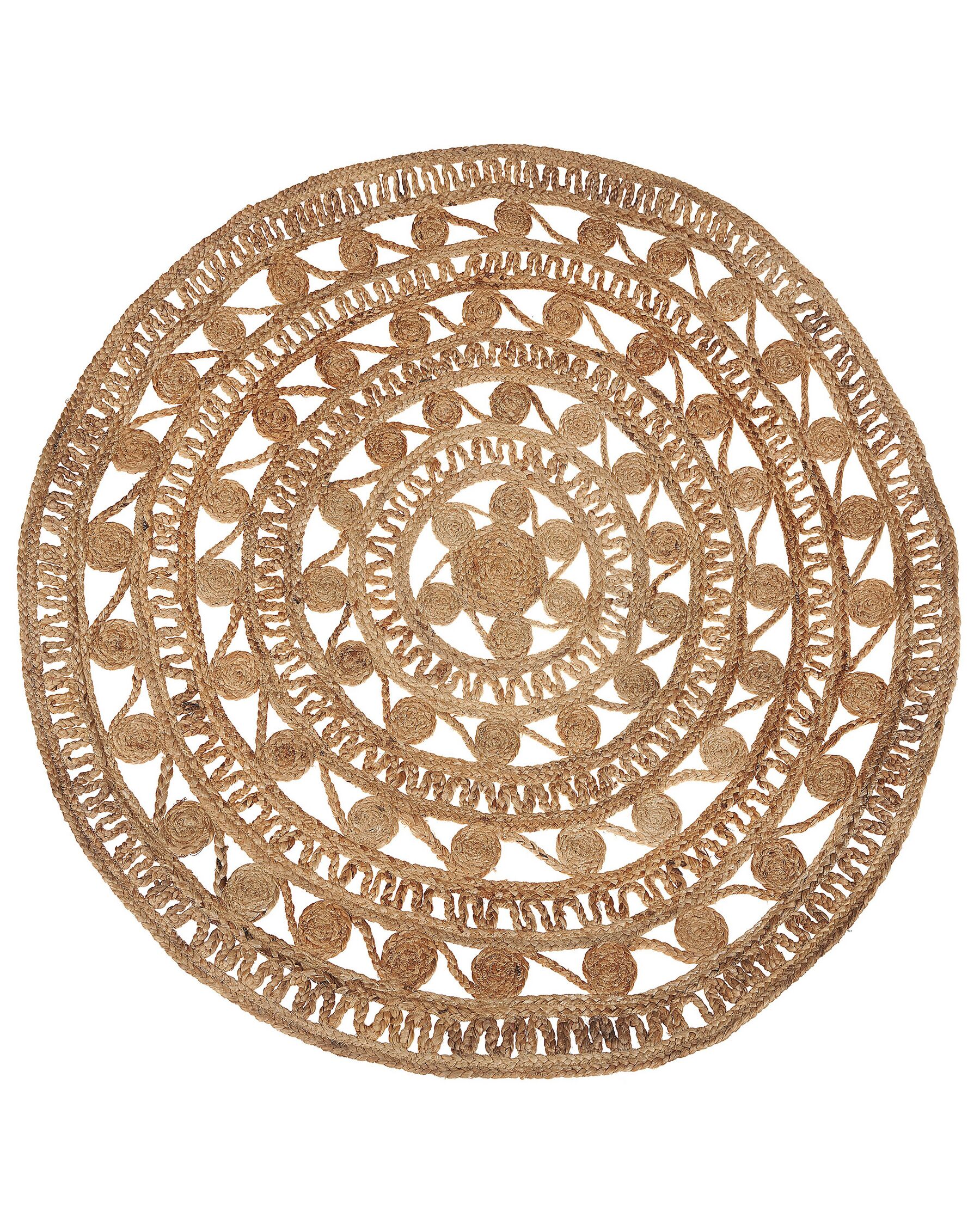 Round Jute Area Rug ⌀ 140 cm Beige KERER_895923