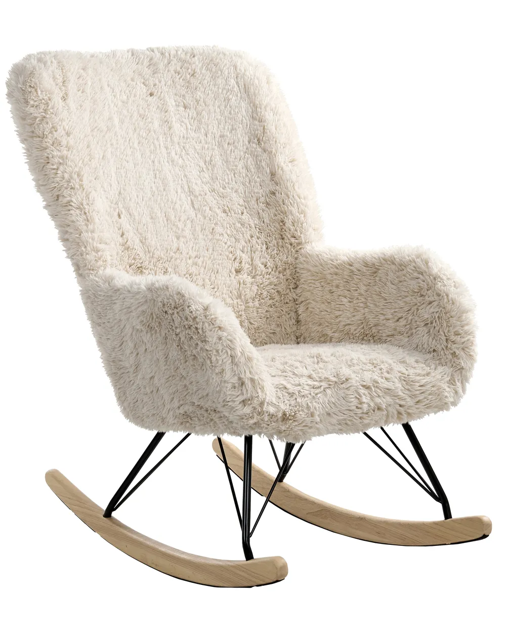 Poltrona a dondolo AKRA Finta pelliccia Beige chiaro_1033111