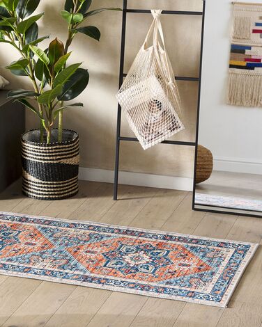 Runner Rug 60 x 200 cm Blue and Orange RITAPURAM