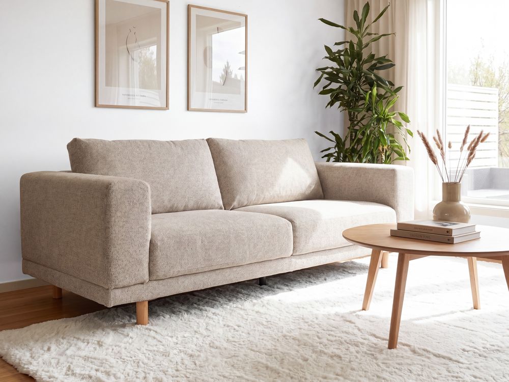 Divano 3 posti NIVALA Tessuto Beige chiaro
