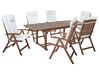 Set da giardino con 6 sedie legno di acacia scuro con cuscini bianco sporco AMANTEA_880462