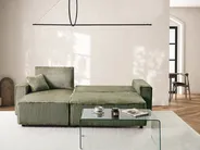 Corner Sofa Bed 3 Seater ABACKA with Storage Corduroy Green Right Hand_959968