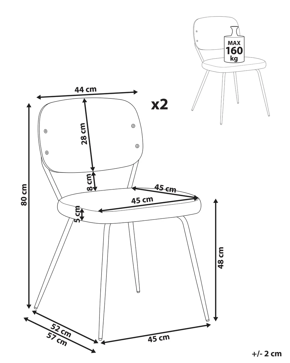 Set of 2 Dining Chairs EILEEN Boucle Off-White_1058343