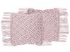 Set of 2 Cotton Macramé Cushions with Tassels 40 x 40 cm Pink YANIKLAR_768952