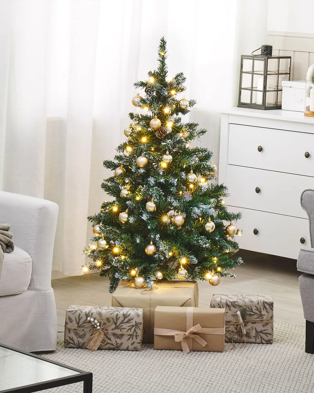 Cecaylie Sapin De Noel Artificiel 120cm, Feuilles En PVC, Decoration De Noel, 4 Tailles Au Choix, Blanc ARBRE DE NOEL - Maison