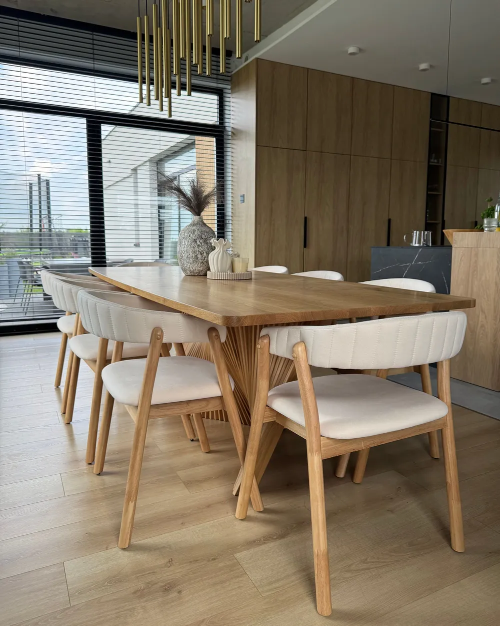 Set of 2 Dining Chairs MYLO Fabric Light Brown/ Off-White_1119059