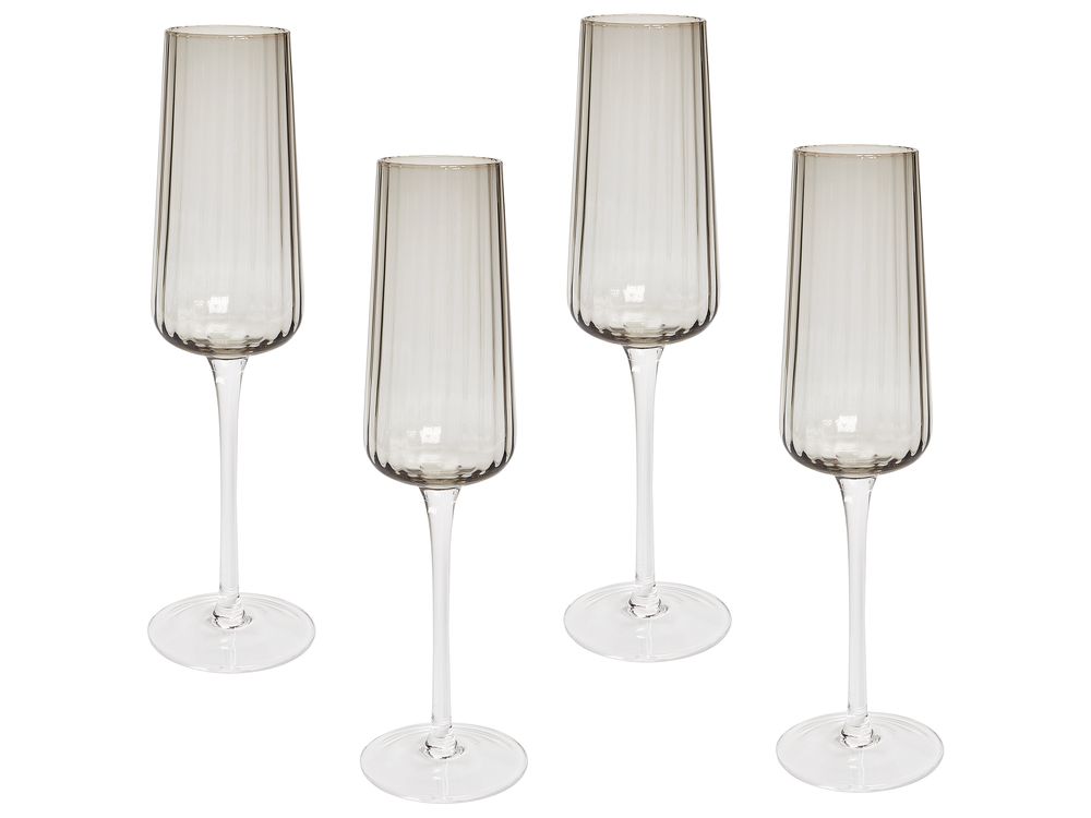 Set de 4 pahare pentru șampanie QUARTZ 230 ml Gri
