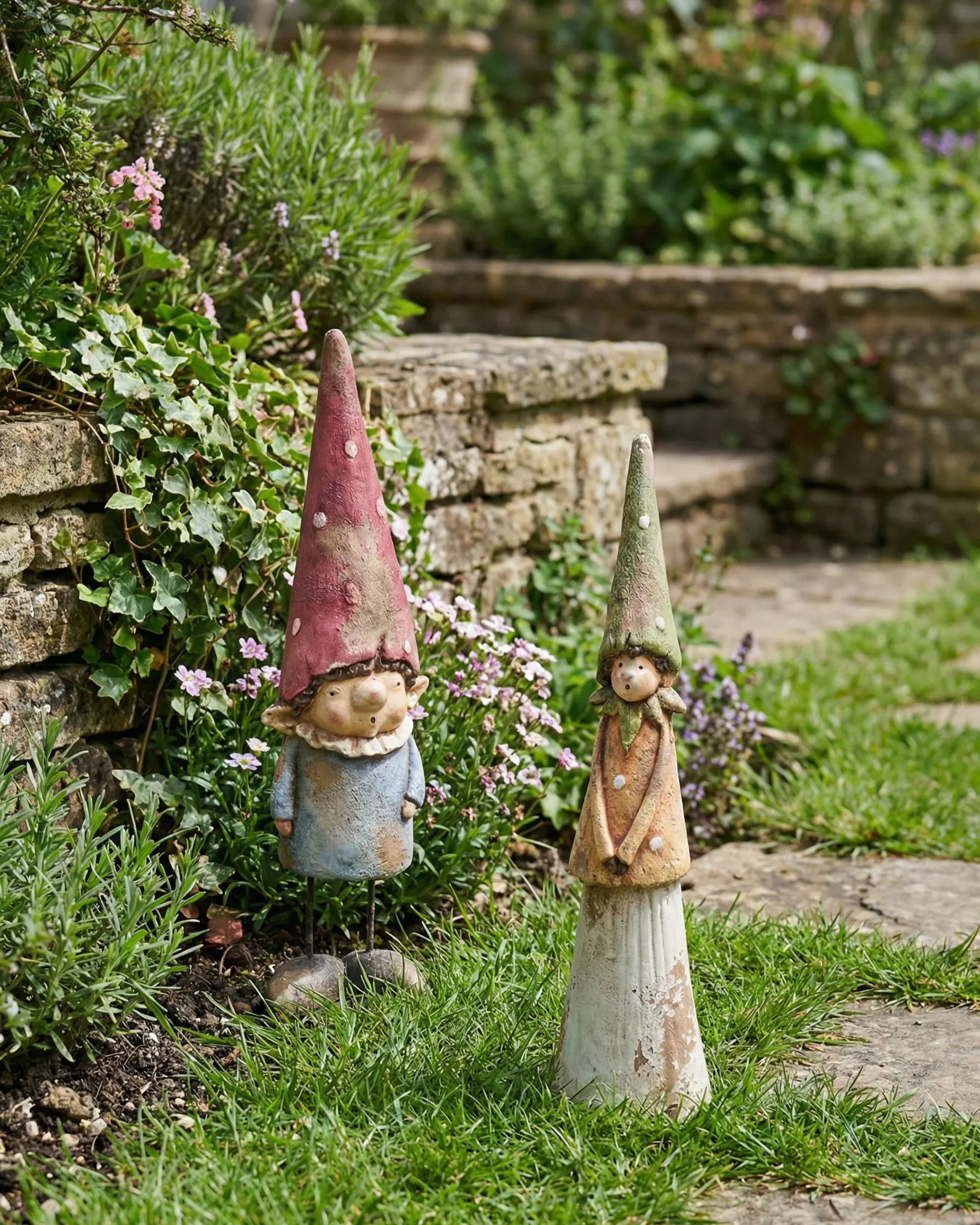 Set of 2 Garden Statues GREVA Gnome Multicolour_1054731