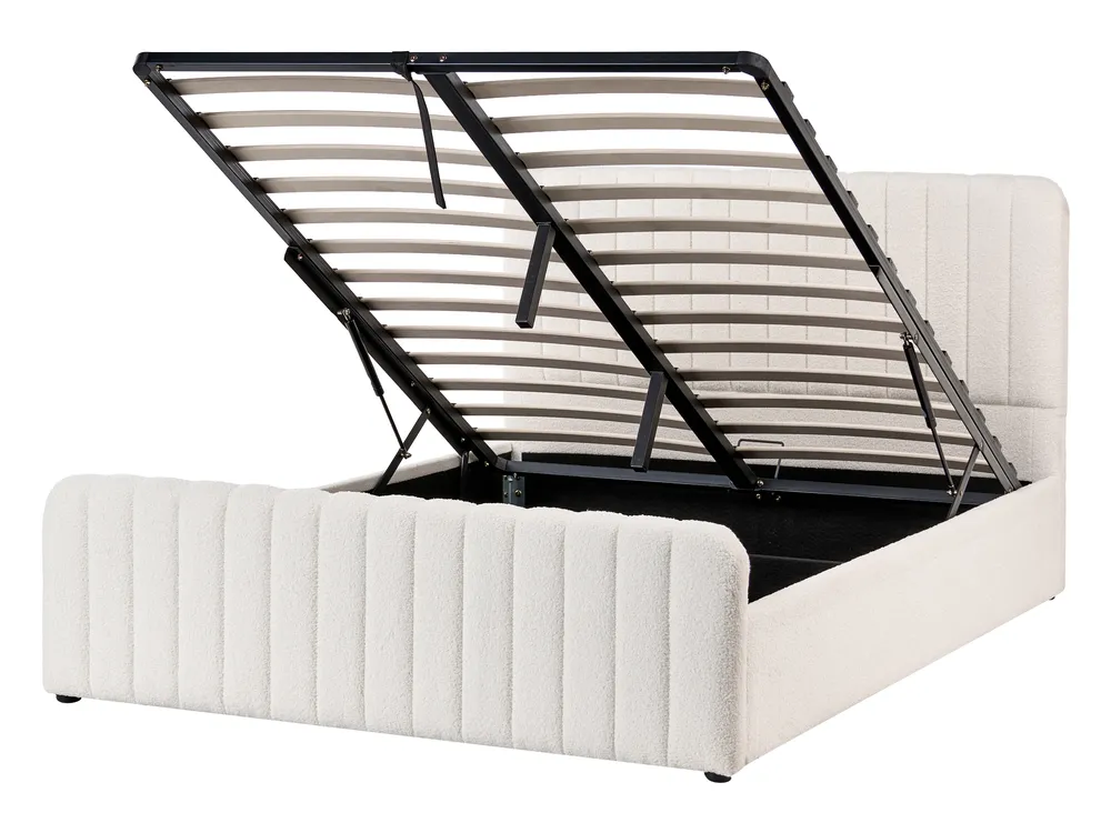 Ottoman Bed LUNAN Boucle White 140 x 200 cm (EU Double)_1048318
