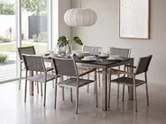 Garden Dining Set 6 Seater GROSSETO Tempered Glass Grey/ Black_1105684