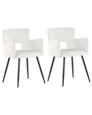 Set of 2 Dining Chairs SANILAC Velvet White_847140