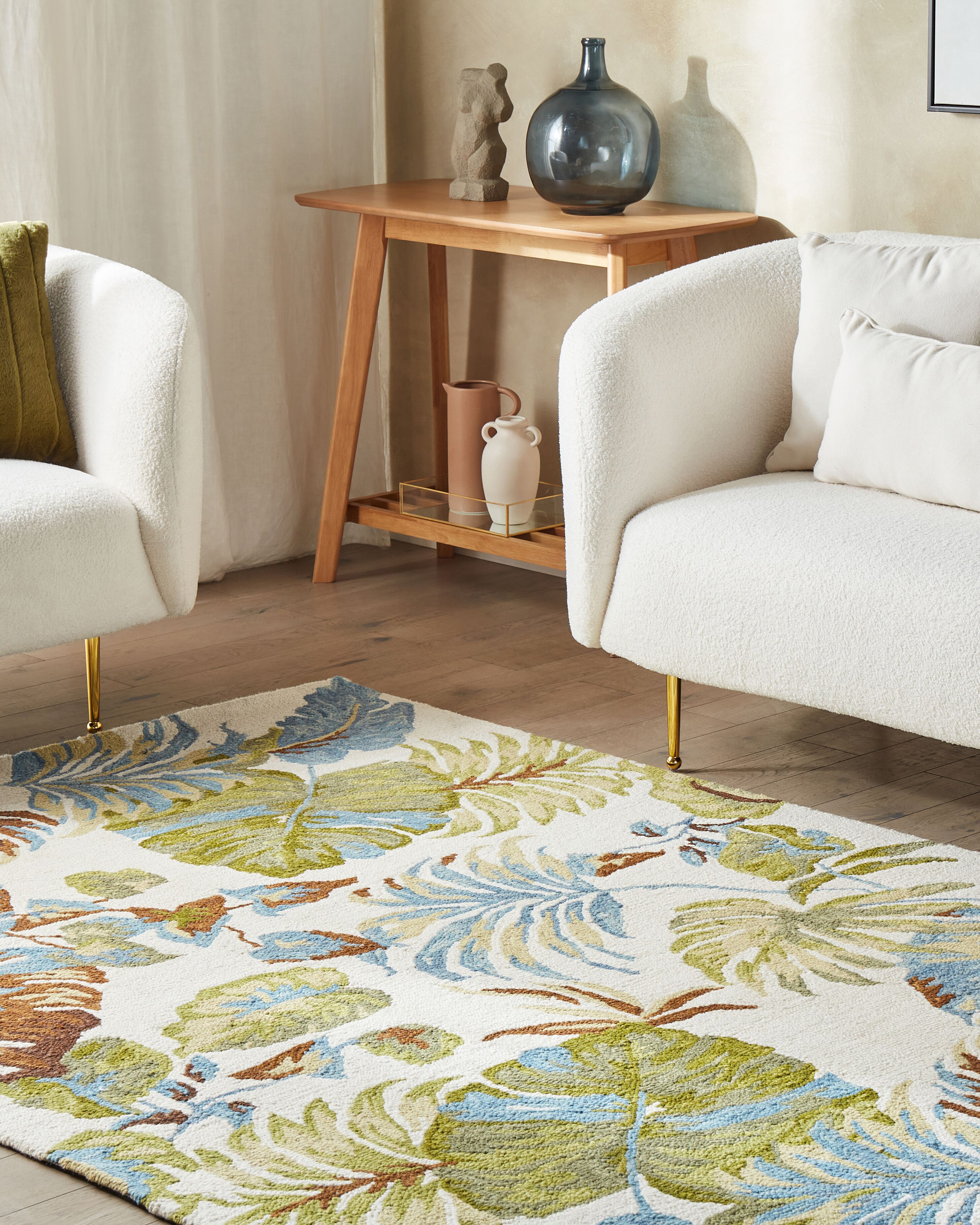 Vlněný koberec se vzorem listů 200 x 200 cm vícebarevný KINIK_830813