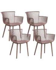 Set of 4 Garden Chairs PESARO Brown_1027715