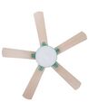 Ventilador de techo de metal verde menta/madera clara 50 cm HOBBLE_862442