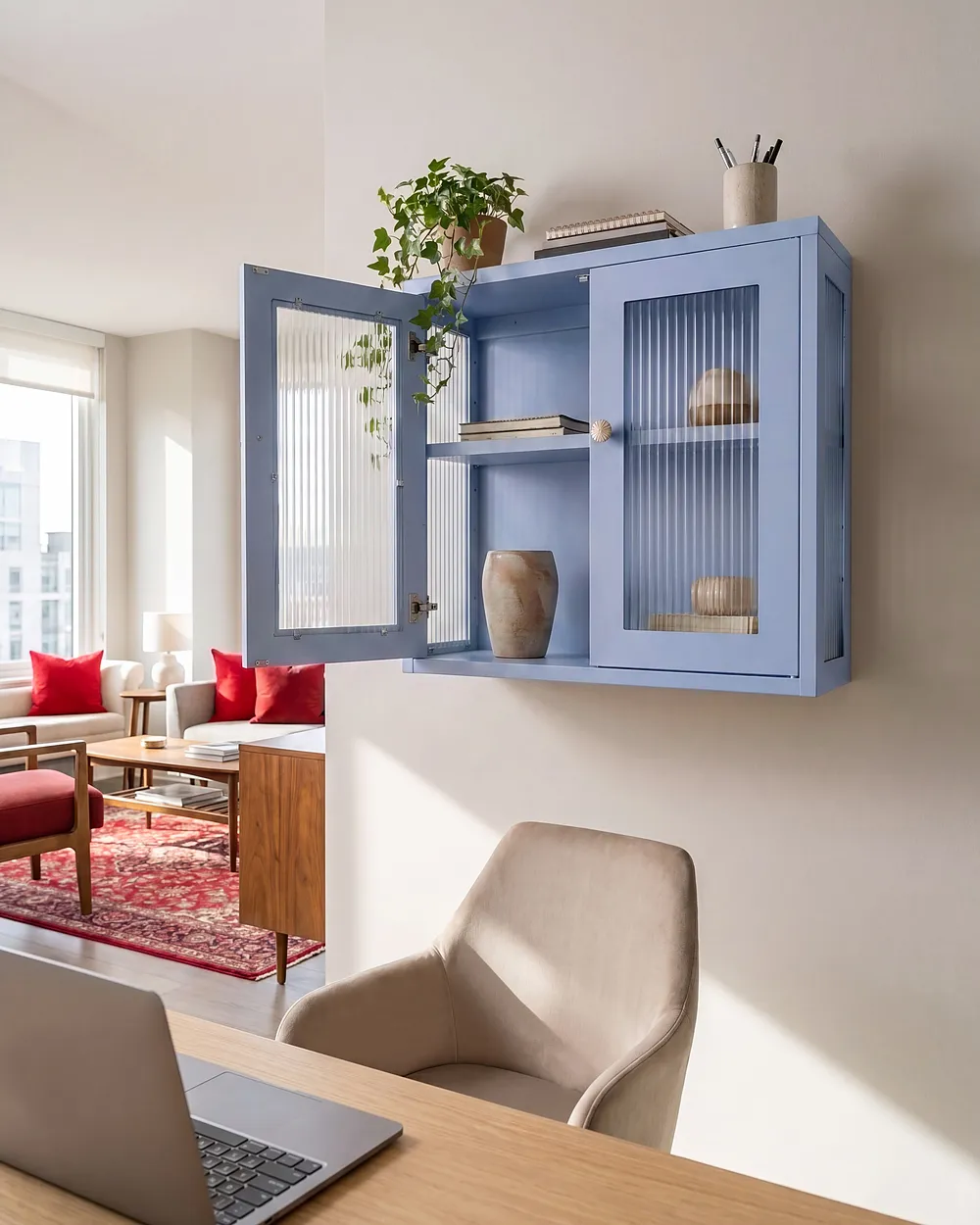 Wall Cabinet HARLYN 60 cm Metal Blue_1160873