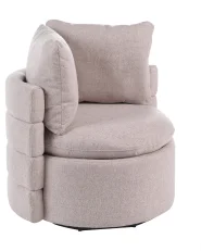 Swivel Armchair RANDERS with Storage Fabric Beige_1063350
