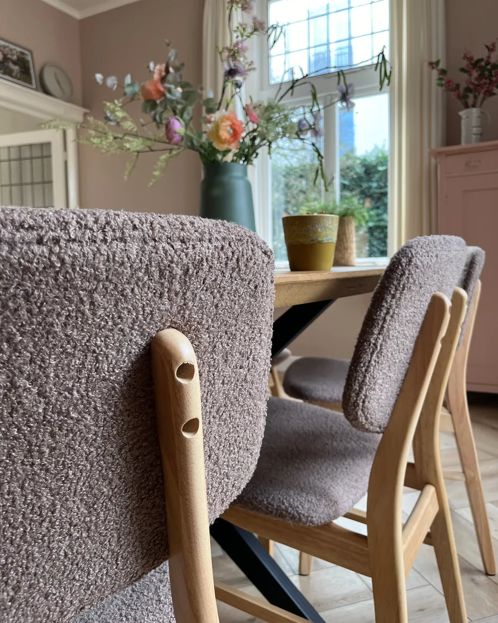 Nordlys - Lot de 2 Chaises Classiques Salle a Manger Bois Cannage Rotin Tissu Hevea Gris | Leroy