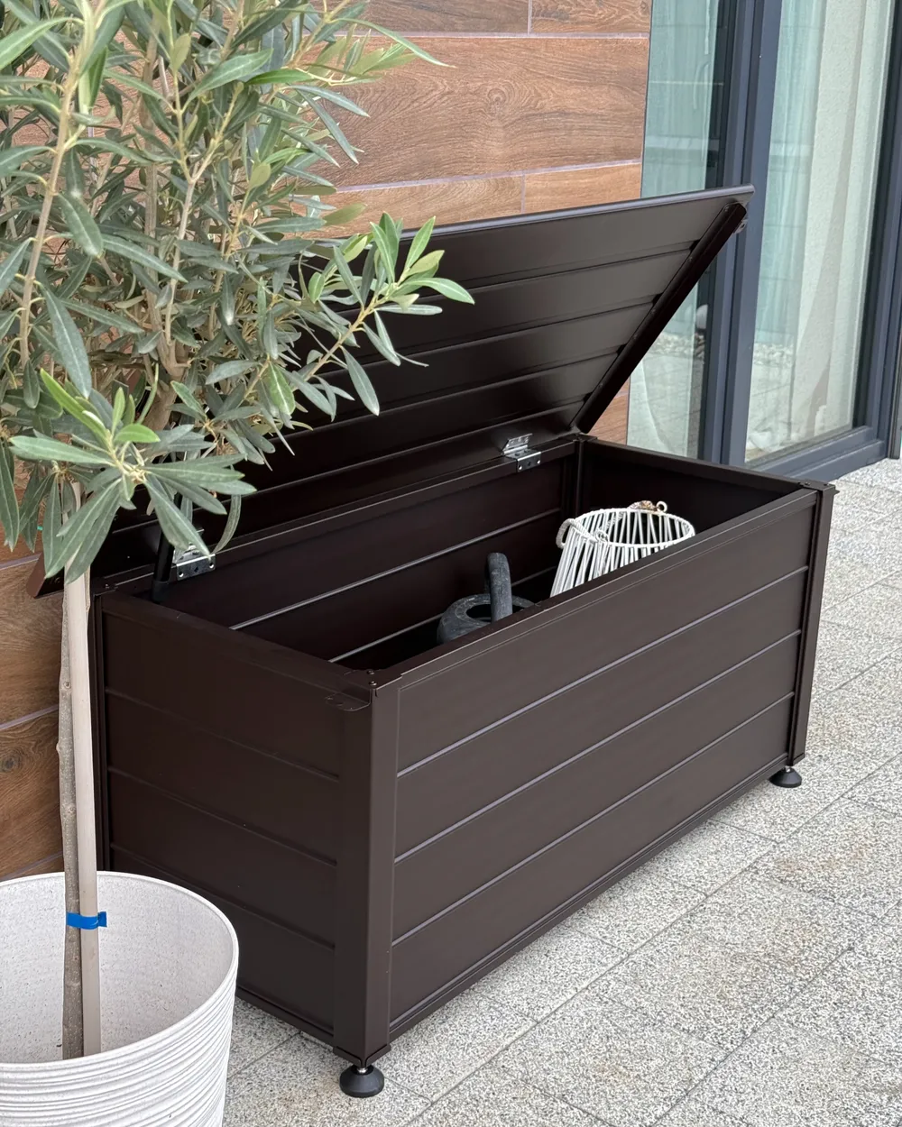 Storage Box CAMPALTO 113 cm 50 cm Metal Dark Brown_1018170