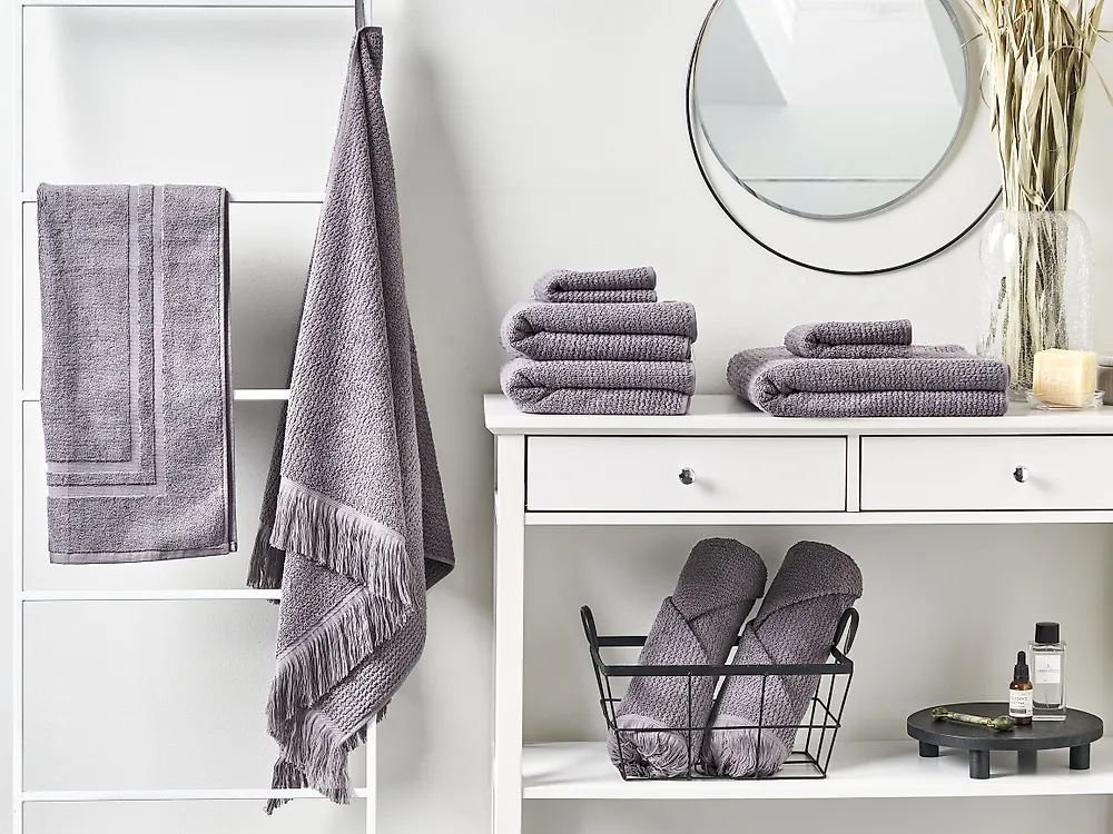Set di 9 asciugamani ATIU Tessuto a spugna Grigio_1178550