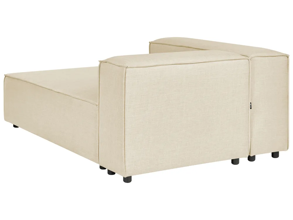 Modular Corner Sofa 2 Seater APRICA with Ottoman Faux Linen Beige Right Hand_856958