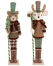 Set of 2 Figurines ALATORNIO 62/63 cm Bear Reindeer Brown_1156812